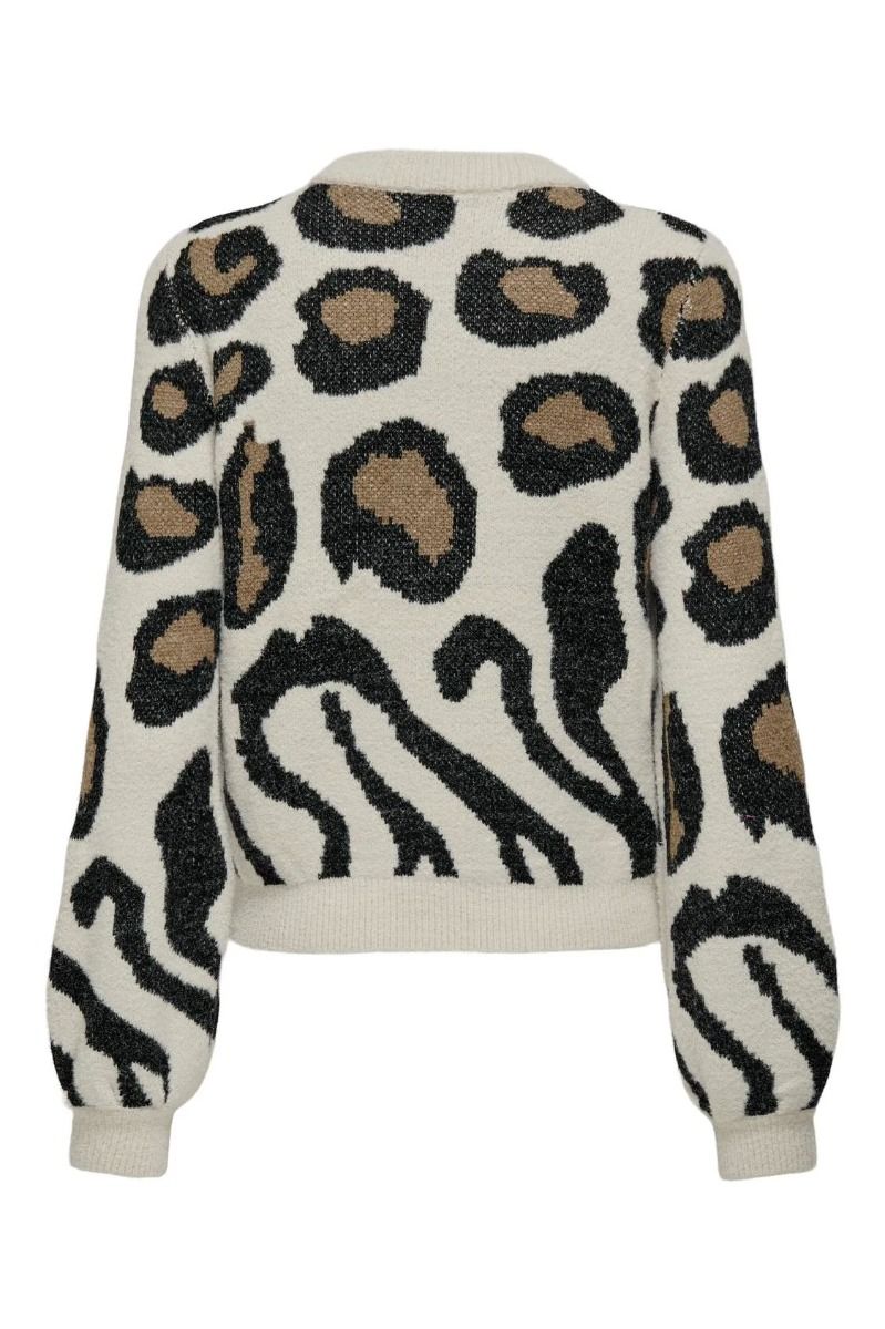 JDY - Strik - Jdy Lorraine Animal L/S Pullover - Cement/Black/Malt Ball Mix