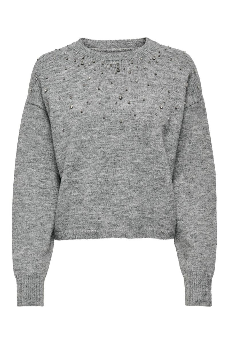 JDY - Strik - JDY Nami Life L/S Sparkle Pullover - Dark Grey Melange