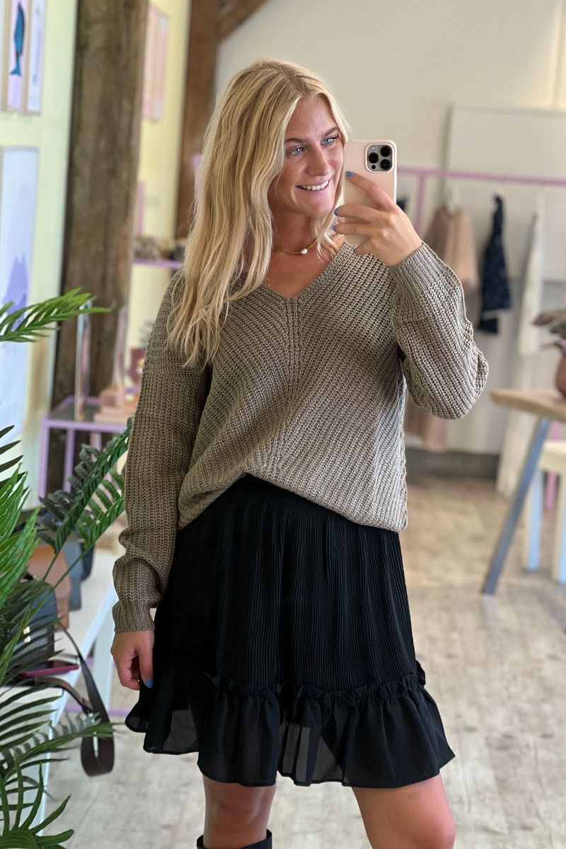 JDY - Strik - JDY New Megan L/S Pullover - Walnut/White