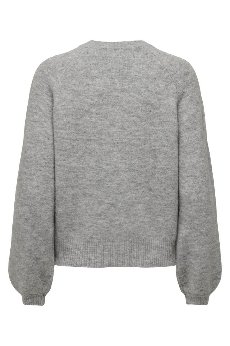 JDY - Strik - JDY Pearl L/S Raglan Pearl Pullover - Light Grey Melange