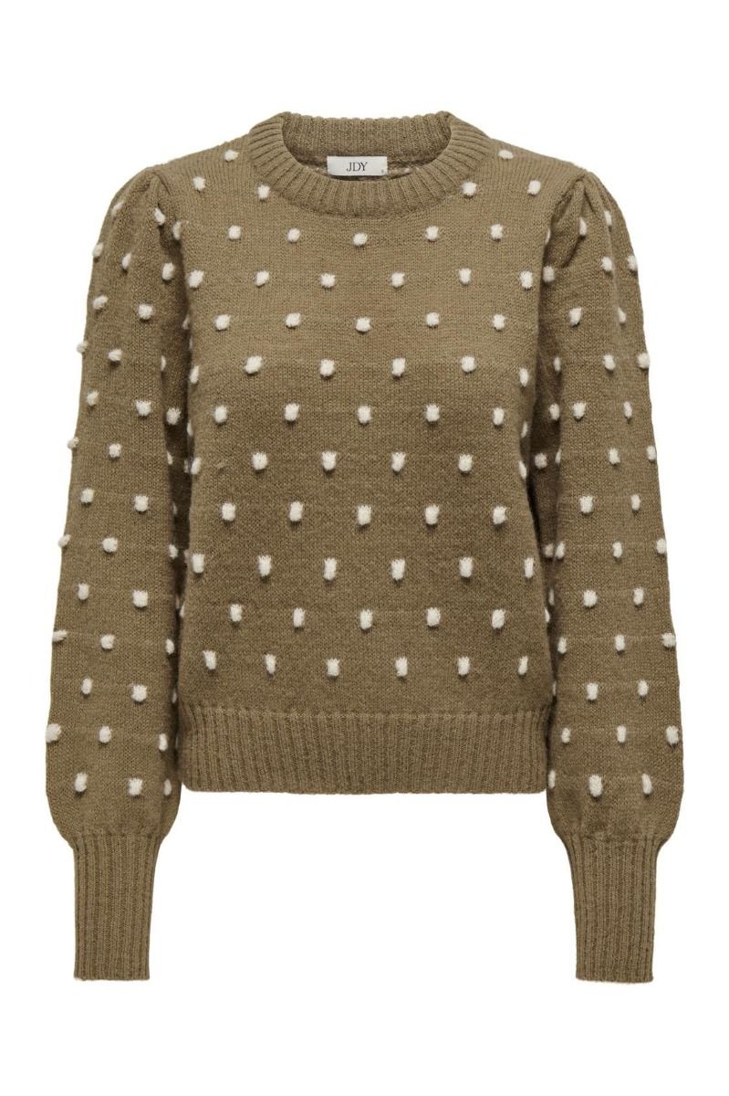 JDY - Strik - JDY Sigrid Life L/S On Puff Pull Knit Noos - Malt Ball/W. Cement 