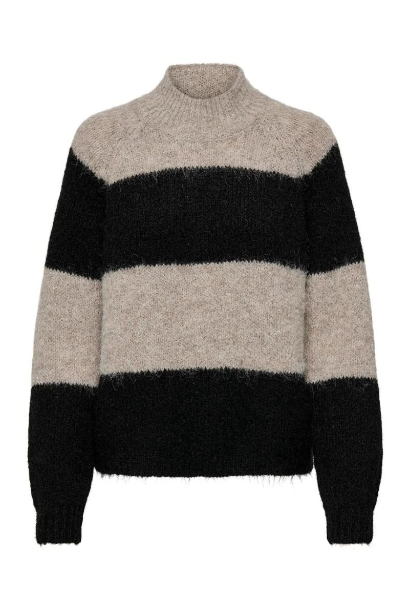 JDY - Strik - JDY  Zoey Life L/S Hn Raglan Pul Knt  - Chateau Gray/Black