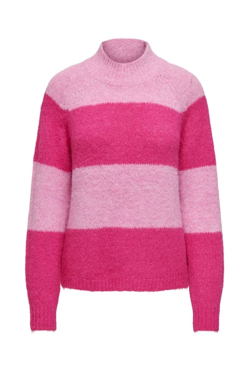 JDY - Strik - JDY Zoey Life L/S Hn Raglan Pul Knt - Fuchsia Fedora/Begonia Pink