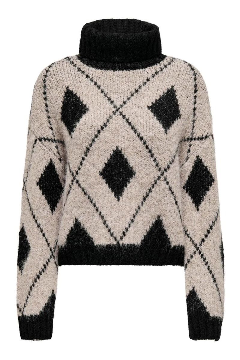 JDY - Strik - JDY Zoey Life L/S Rn Jacquard - Chateau Gray Melange 