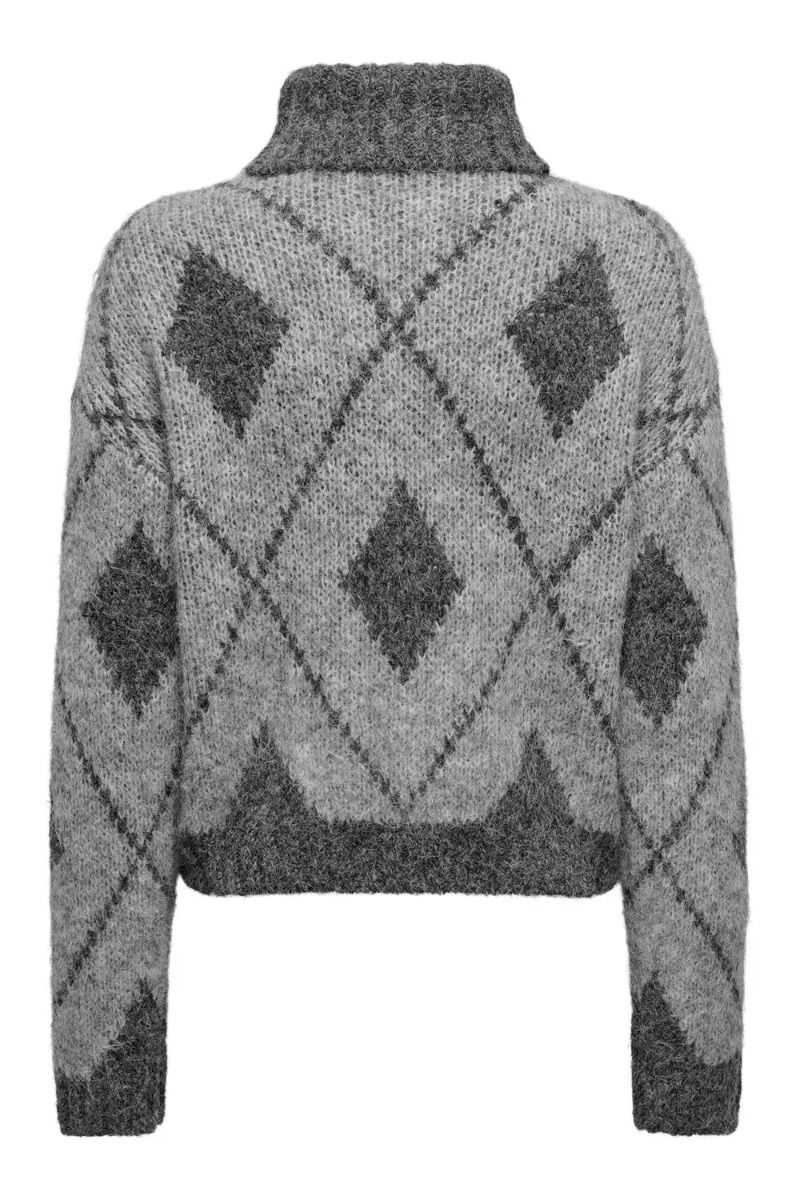 JDY - Strik - JDY Zoey Life L/S Rn Jacquard - Light Grey Melange 