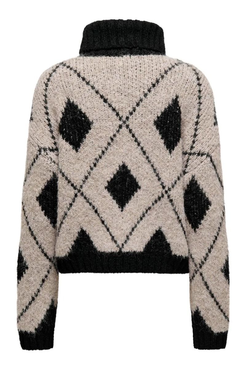 JDY - Strik - JDY Zoey Life L/S Rn Jacquard - Chateau Gray Melange 