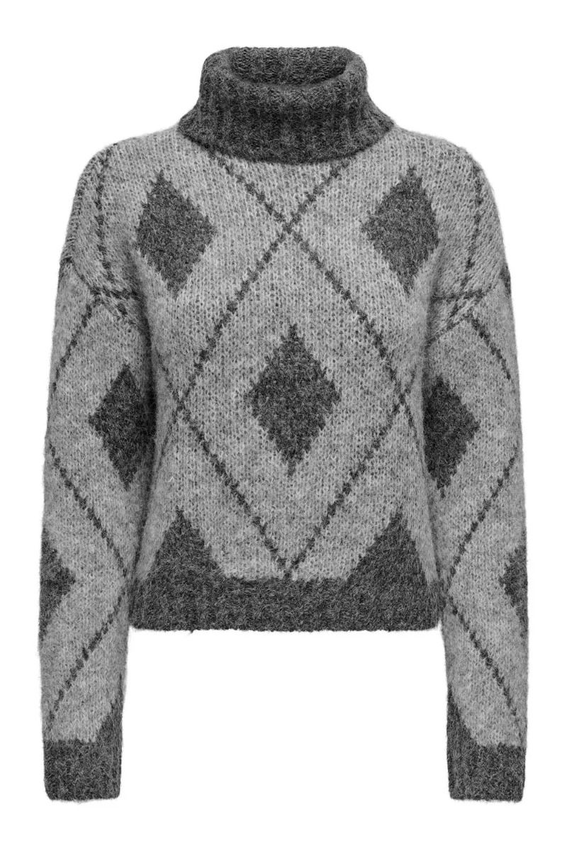 JDY - Strik - JDY Zoey Life L/S Rn Jacquard - Light Grey Melange 