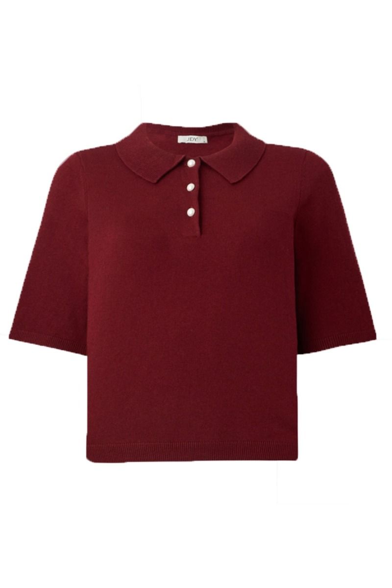 JDY - T-shirt - Bodil S/S Collar Pullover - Cabernet