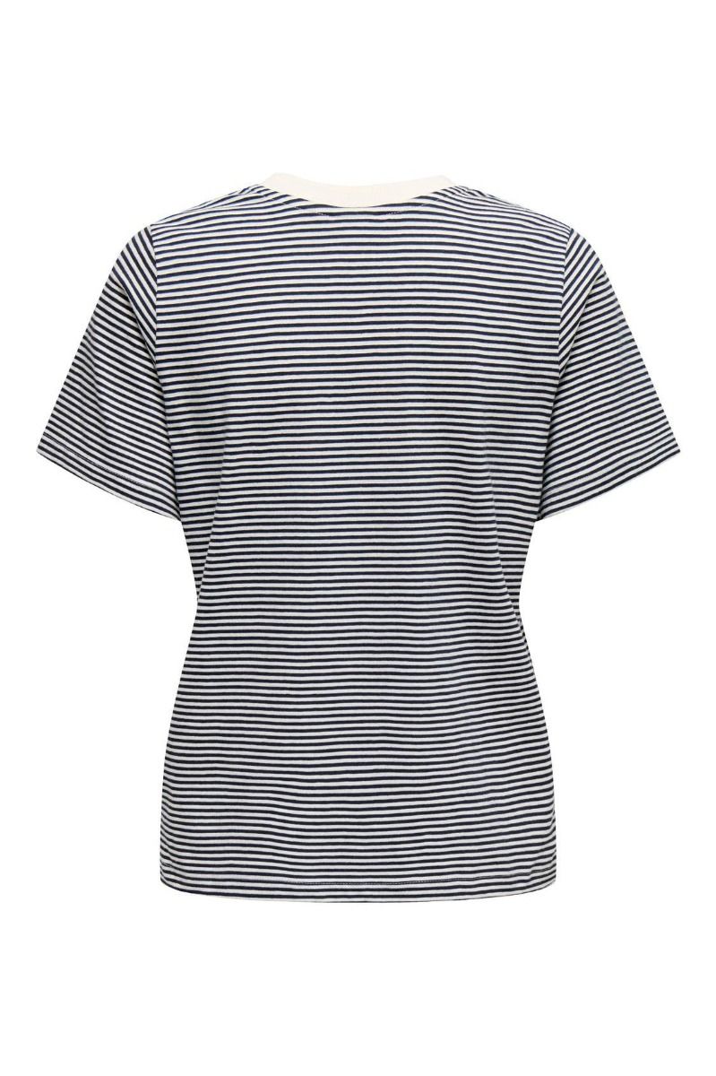 JDY - T-shirt - JDY Pisa S/S Print Top - Cloud Dancer/Stripes Sky Captain