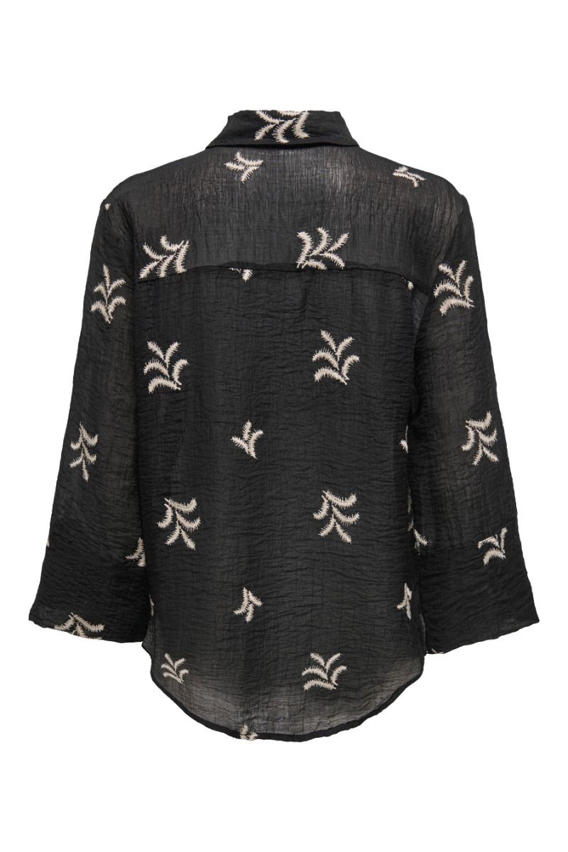 JDY - Bluse - Theo 7/8 Embroidery Shirt - Black