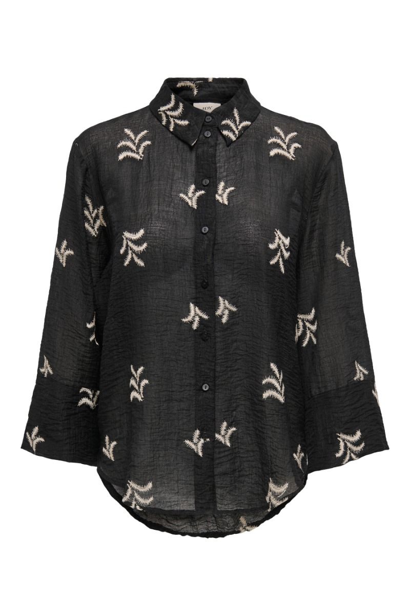 JDY - Bluse - Theo 7/8 Embroidery Shirt - Black