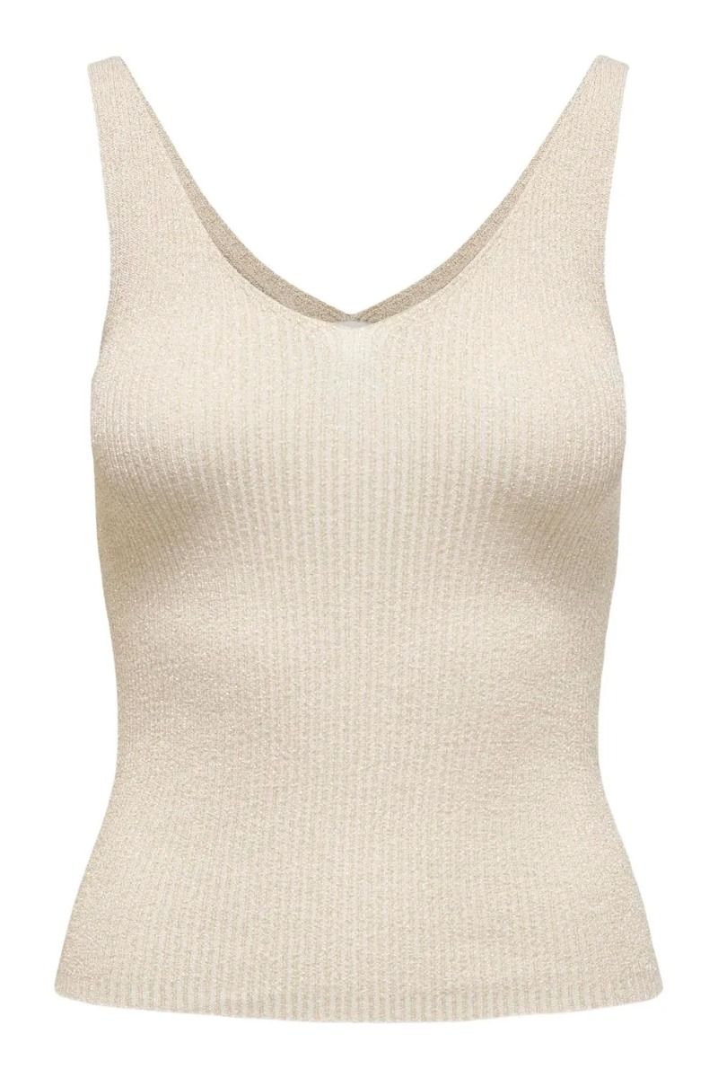 JDY - Top - Jdy Bodilla Lurex S/L Top Knt - Cloud Dancer