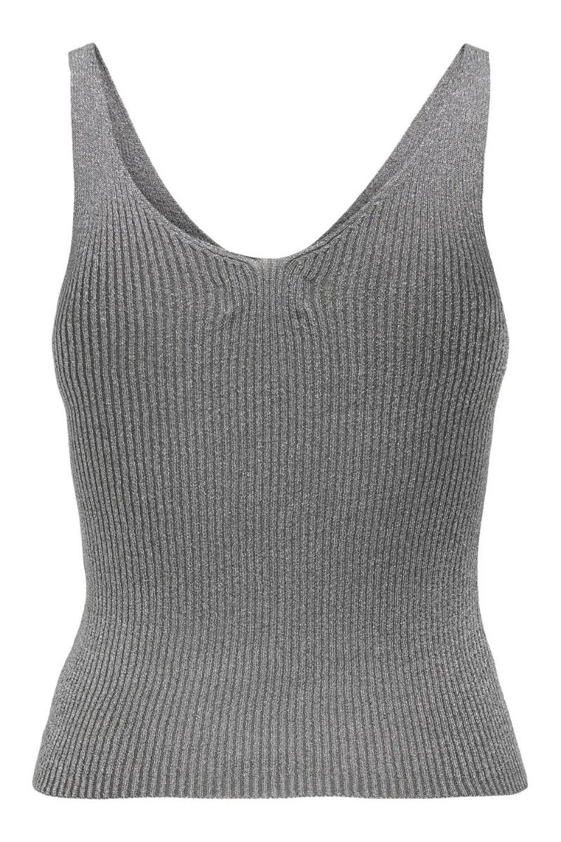 JDY - Top - Jdy Bodilla Lurex S/L Top Knt - Gunmetal