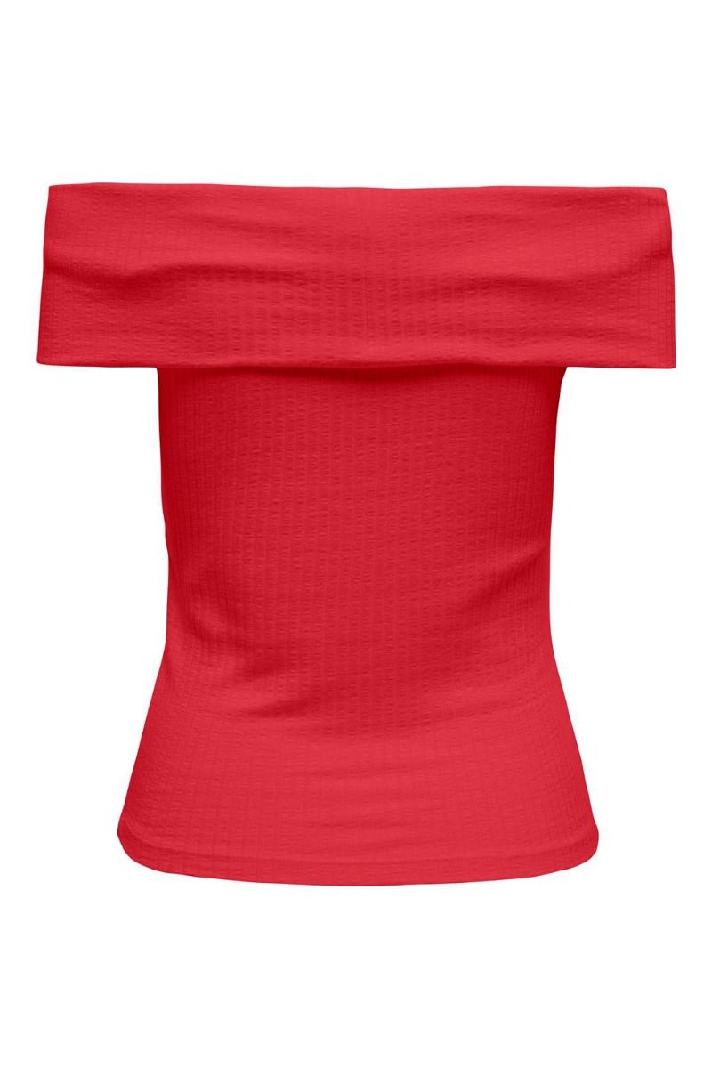 JDY - Top - JDY Fransiska S/S Offshoulder Top - High Risk Red