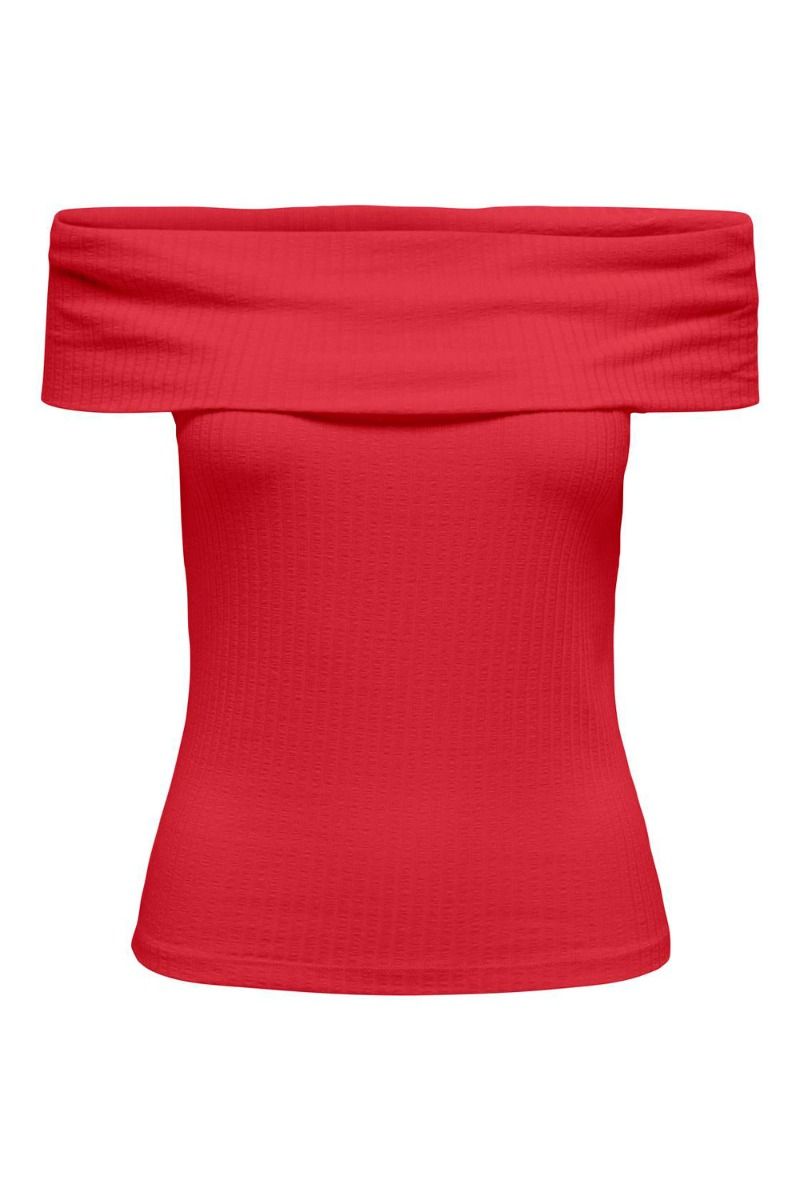 JDY - Top - JDY Fransiska S/S Offshoulder Top - High Risk Red