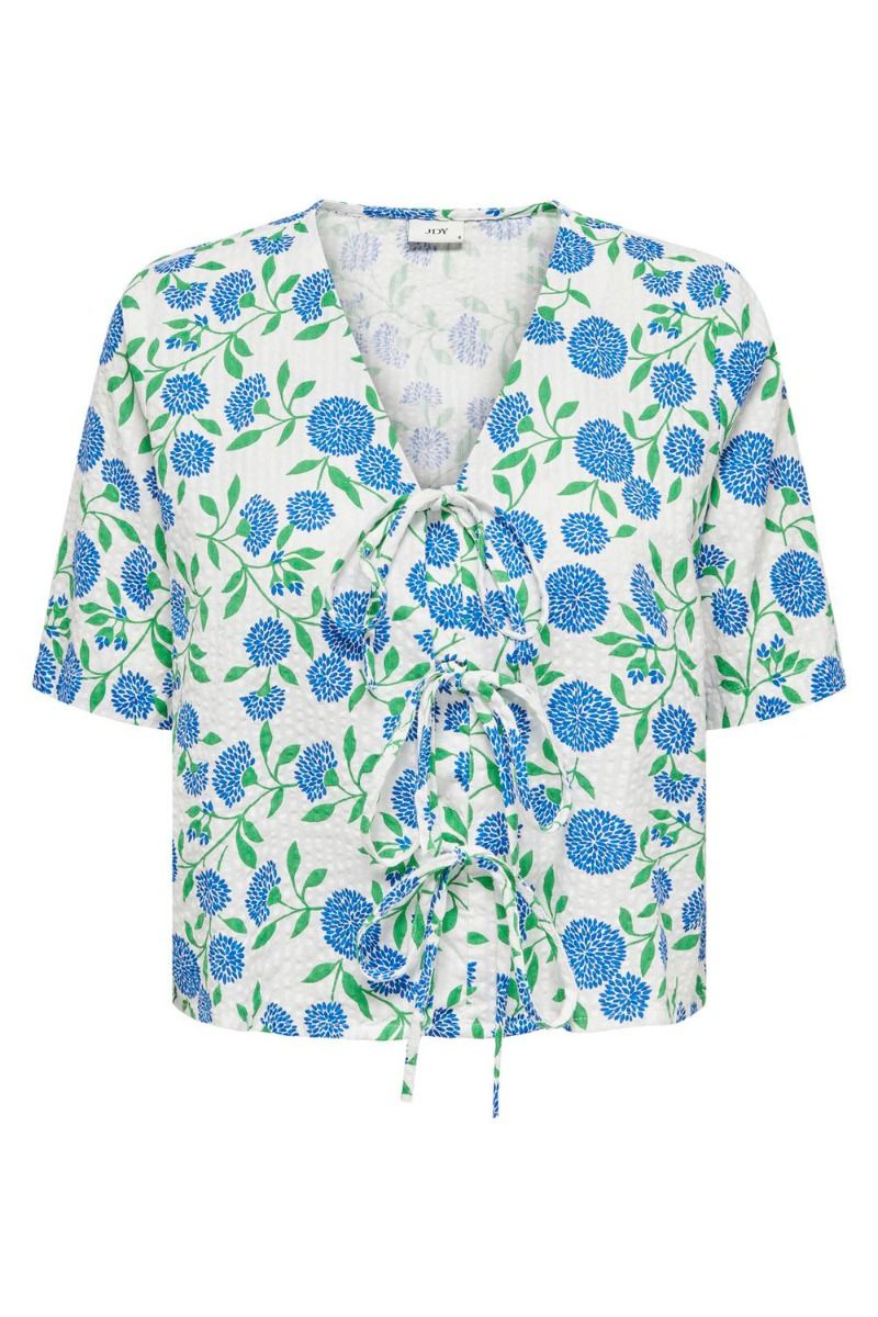 JDY - Top - JDY Mace 2/4 Short Top - White/Baleine Blue