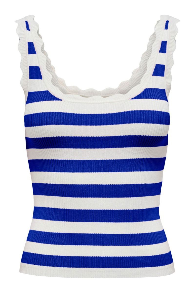 JDY - Top - JDY Nanna SL Scallop Edge Top Knt - Cloud Dancer/CD W. Surf