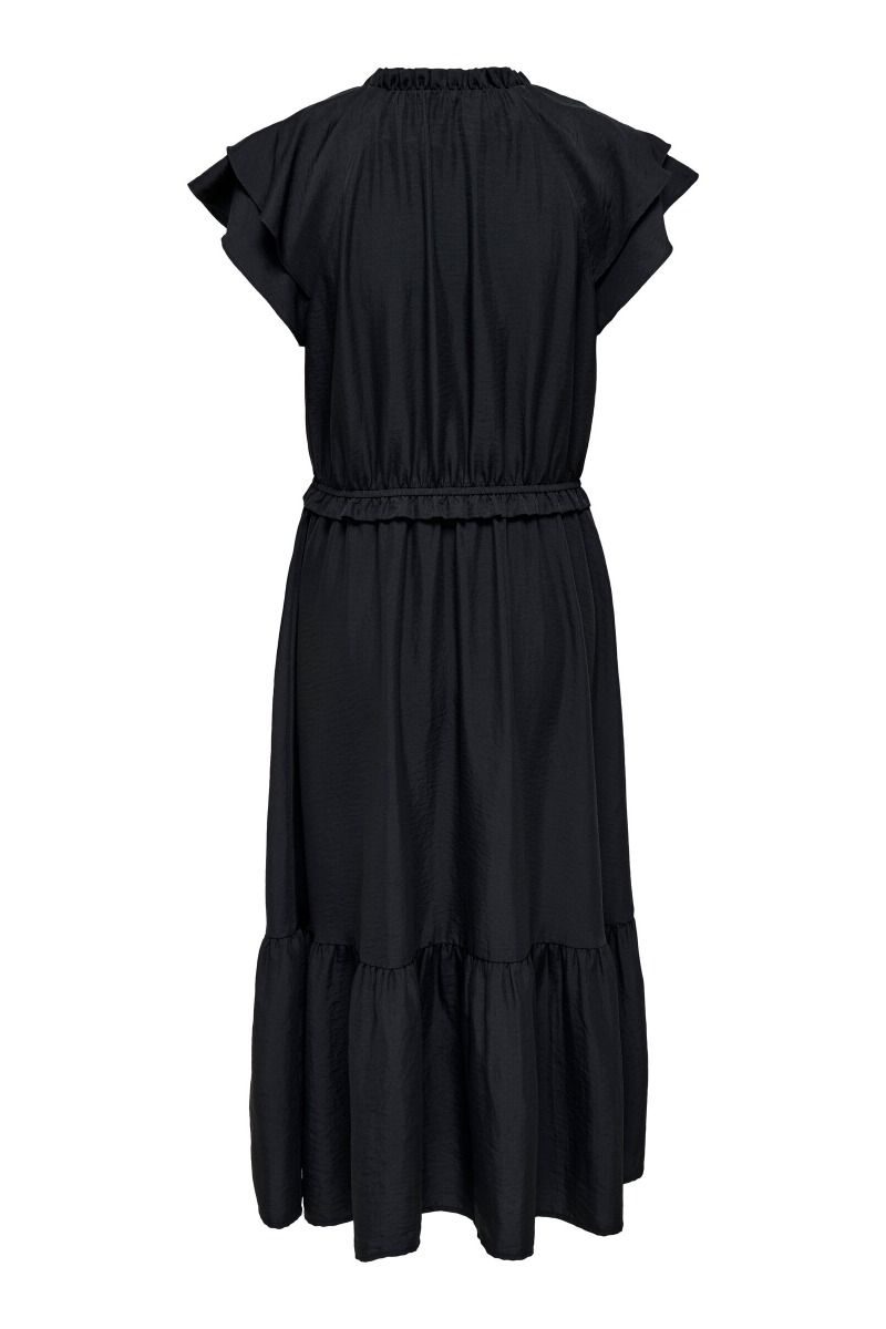 JDY - Kjole - Train S/L Frill Midi Dress - Black