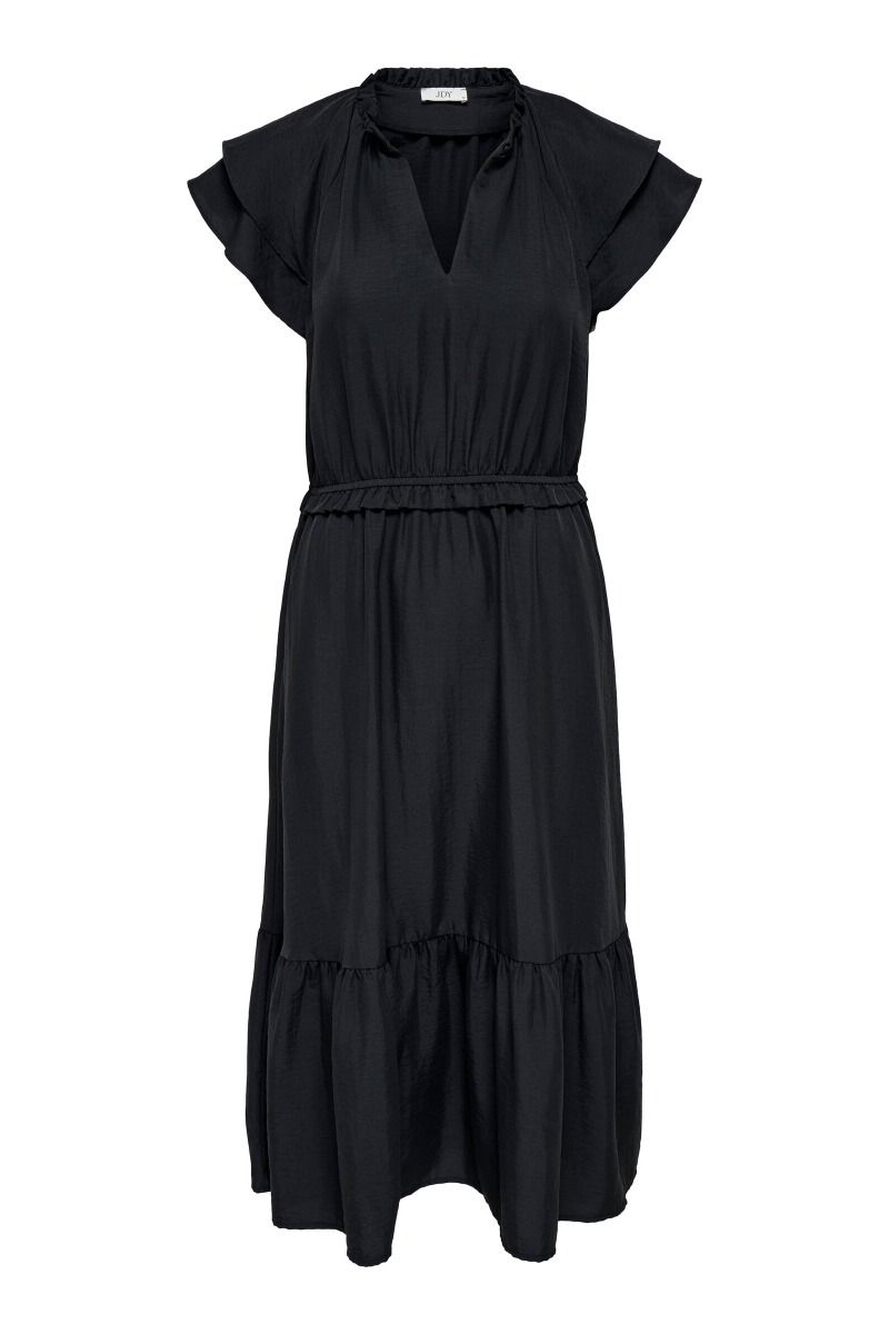 JDY - Kjole - Train S/L Frill Midi Dress - Black