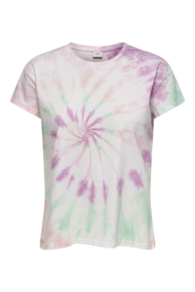 JDY - T-shirt - Coco Life SS Tie Dye Top - Cloud Dancer/Spiral Tie