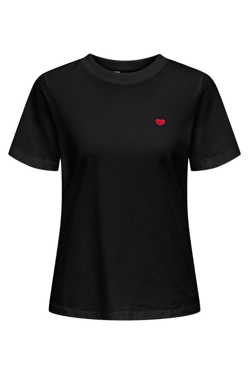 JDY - T-shirt - JDY Pisa S/S Print Top - Black