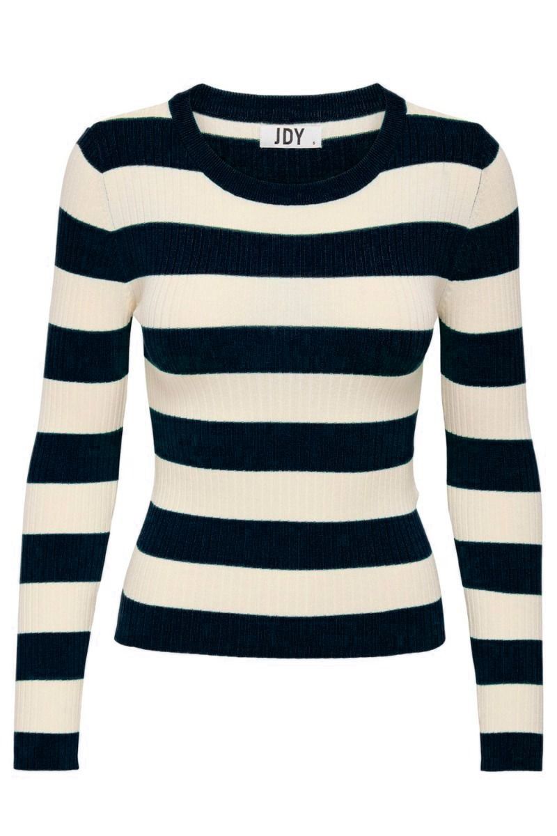 JDY - Bluse - JDY Plum LS O-neck Stripe Pullover Knit - Black