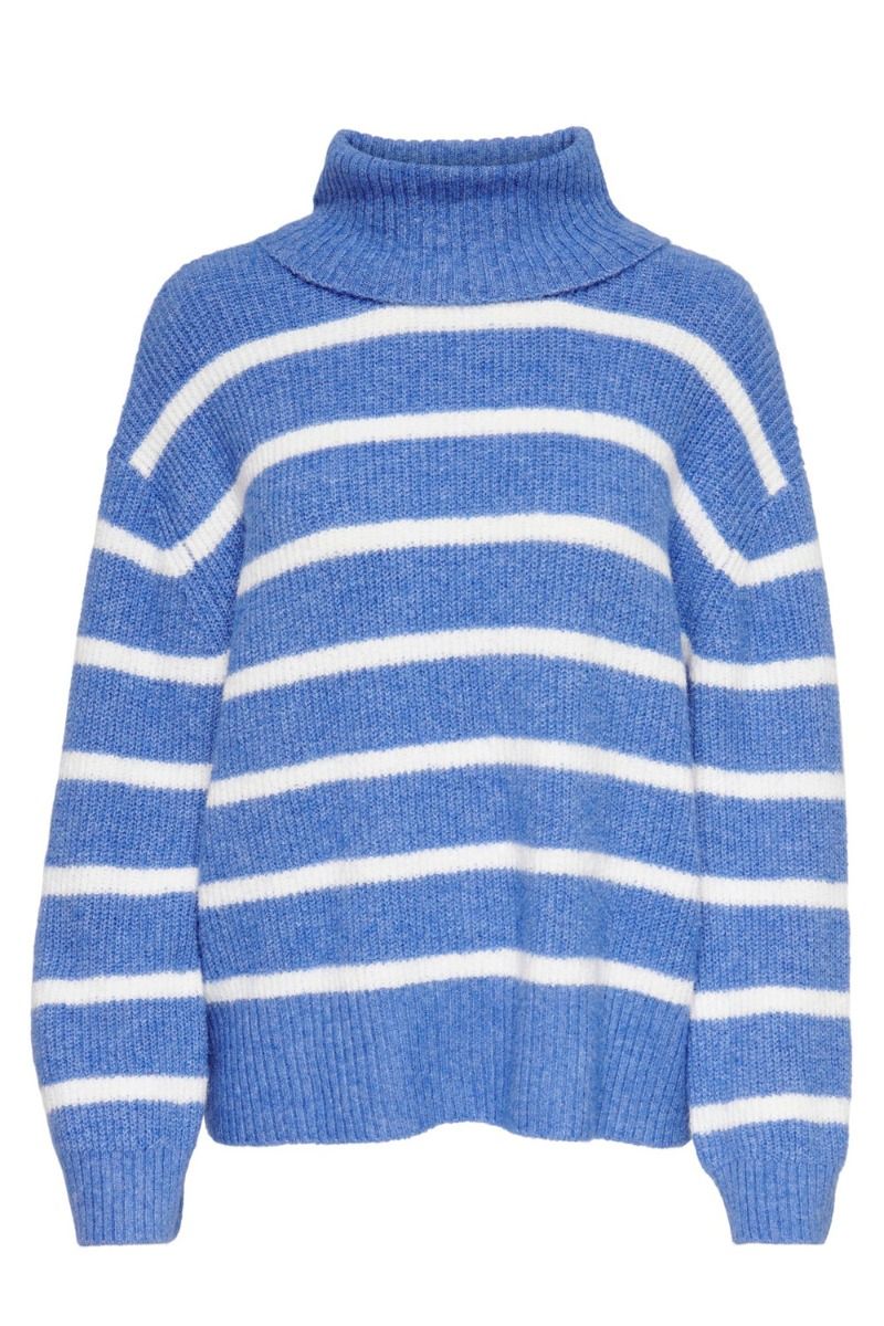 JDY - Strik - JDY Hudson Aya Life L/S Stripe Pull Knit - Wedgewood