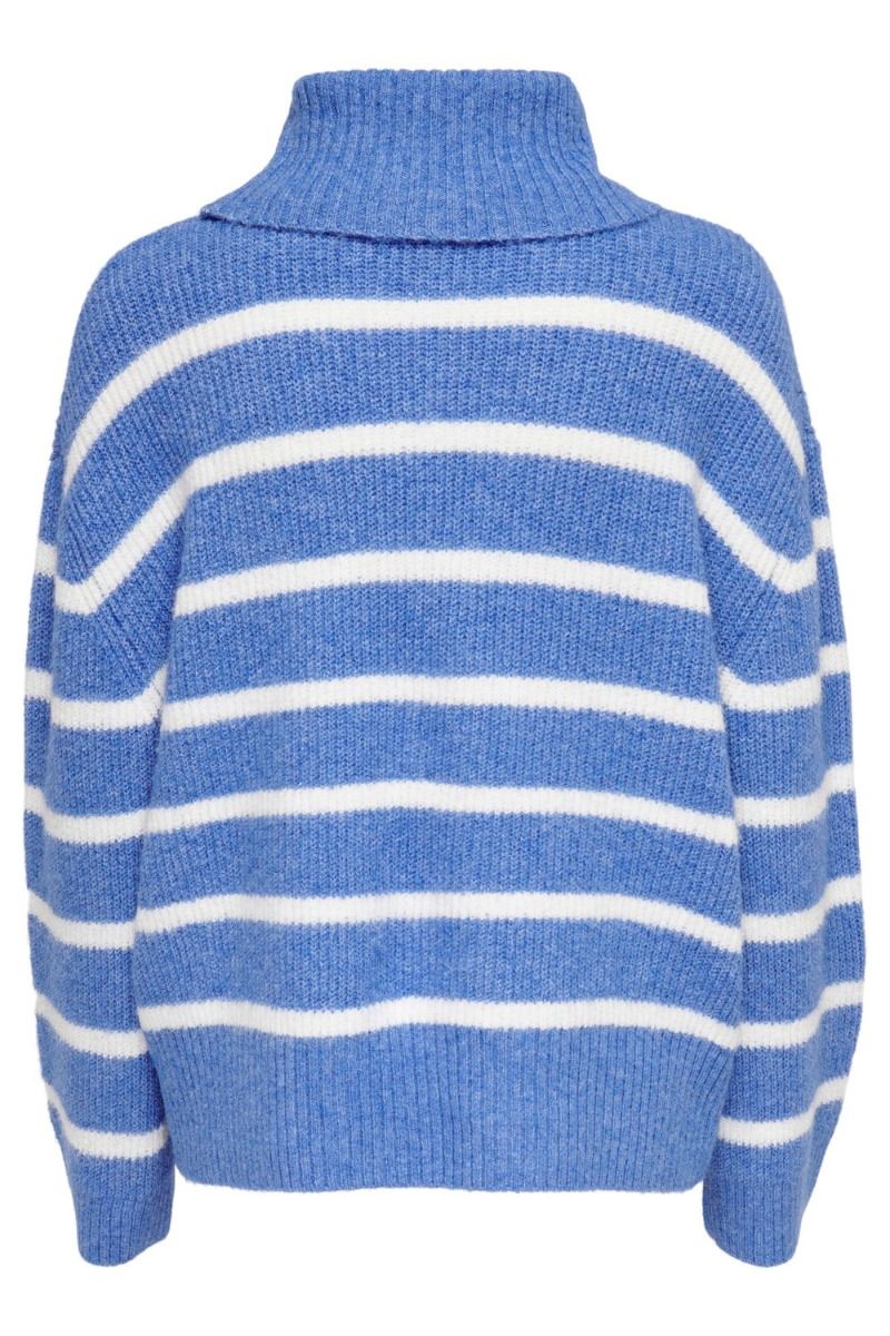 JDY - Strik - JDY Hudson Aya Life L/S Stripe Pull Knit - Wedgewood