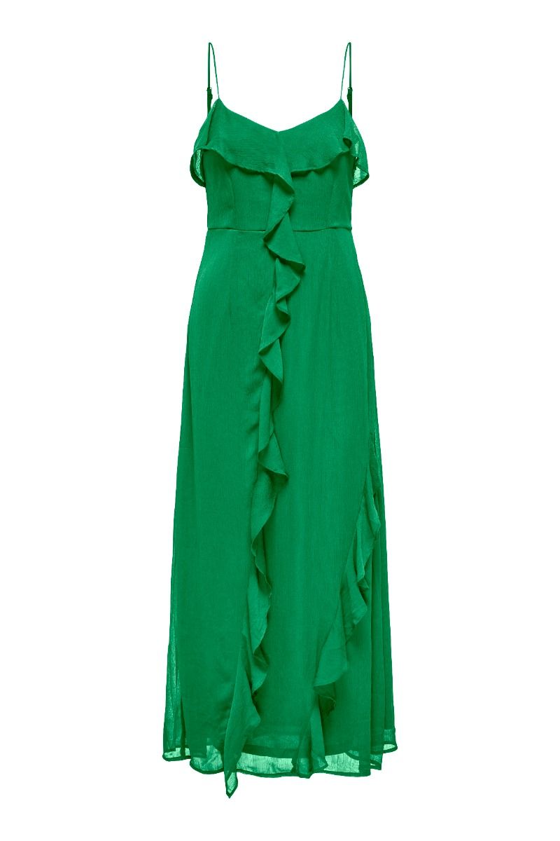 JDY - Kjole - Belle S/L Frill Maxi Dress - Medium Green