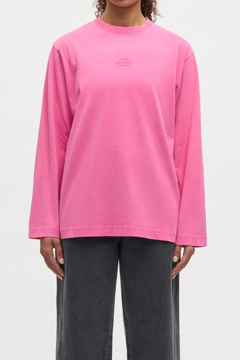 Mads Nørgaard - Bluse - Cotton Jersey Jerry Tee Ls - Carmine Rose