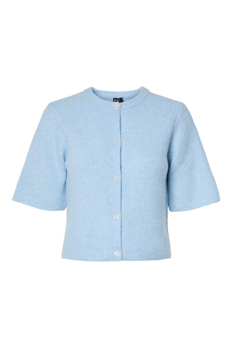 Pieces - Cardigan - Silly SS O-Neck Knit Cardigan - Cashmere Blue Melange