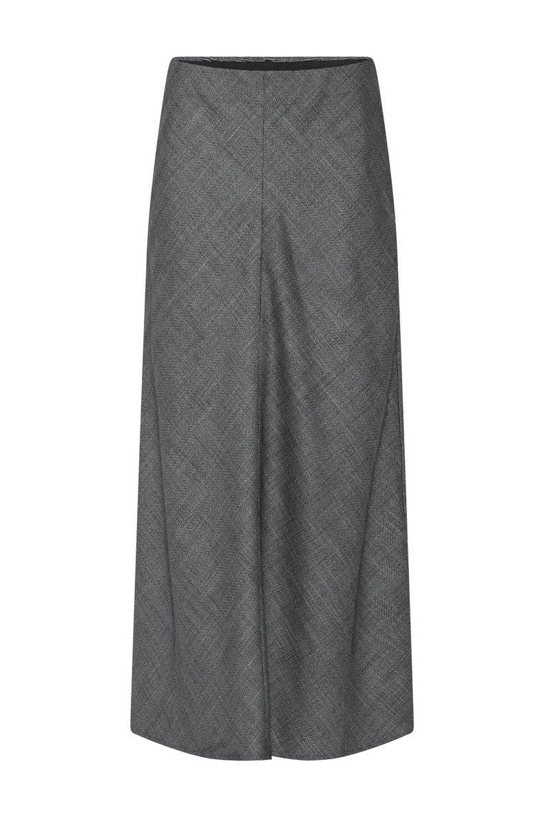 Bruuns Bazaar - Nederdel - Kura Joan skirt - Grey Herringbone