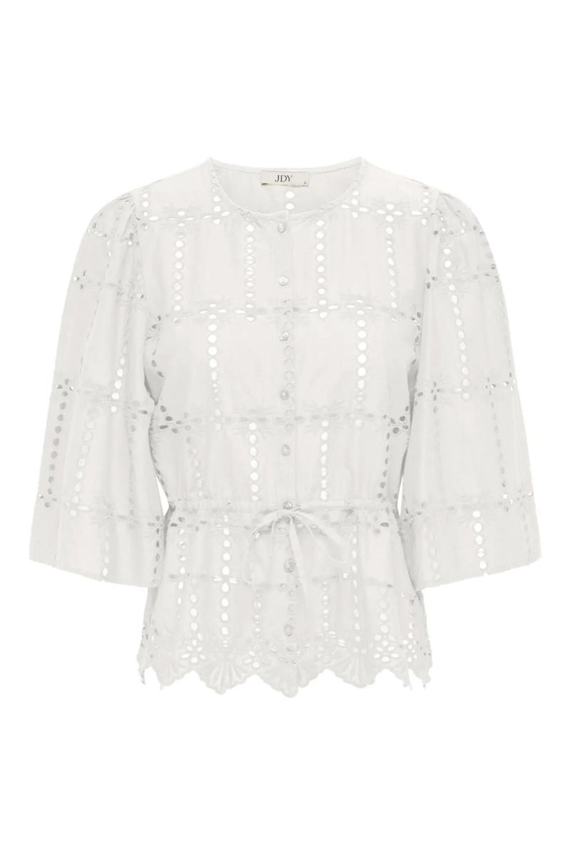 JDY - Bluse - Jojo 3/4 Anglaise Shirt - Cloud Dancer