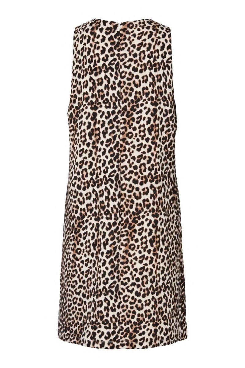 Pieces - Kjole - Josella SL O-Neck Short Dress - Black Leo