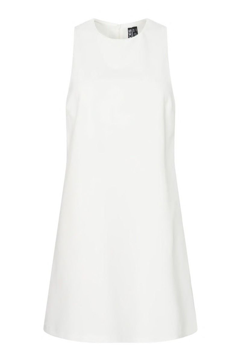 Pieces - Kjole - Josella SL O-Neck Short Dress - Bright White