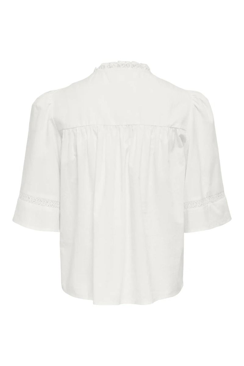 JDY - Bluse - JDY Julie 2/4 Lace Detail Top - Cloud Dancer