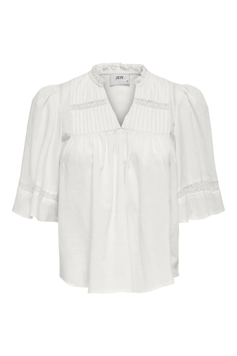 JDY - Bluse - JDY Julie 2/4 Lace Detail Top - Cloud Dancer