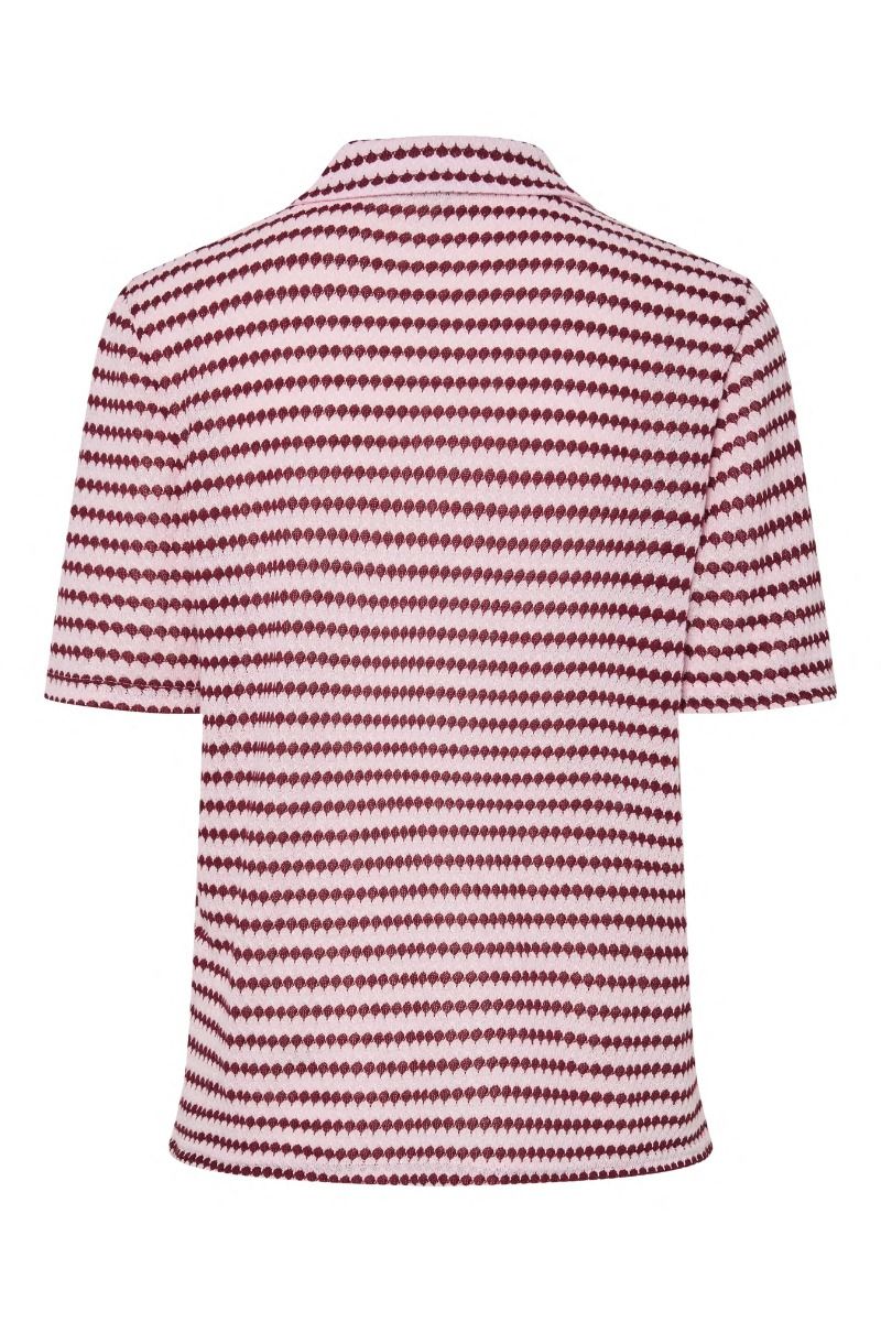 Pieces - Skjorte - Jeya SS V-Neck Loose Polo - Pink Tulle Port Royale