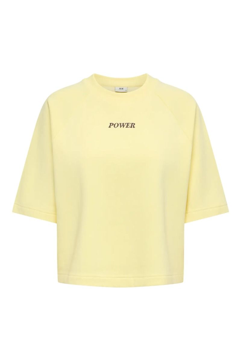 JDY - T-shirt - Olivia 2/4 EMB. Sweatshirt - Double Cream/Brown Power