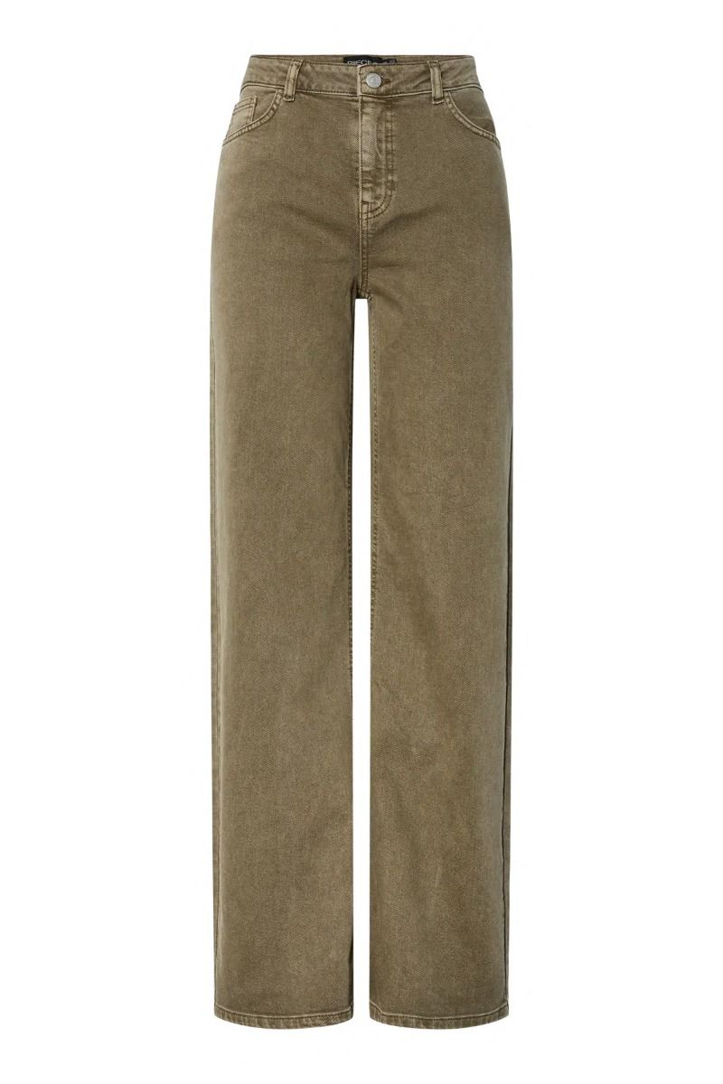 Pieces - Jeans - Silke Mw Wide Colered Jeans - Military Olive