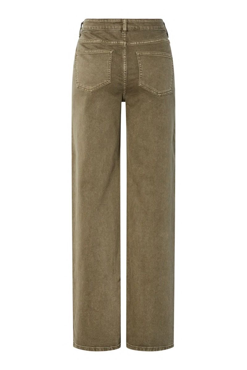 Pieces - Jeans - Silke Mw Wide Colered Jeans - Military Olive