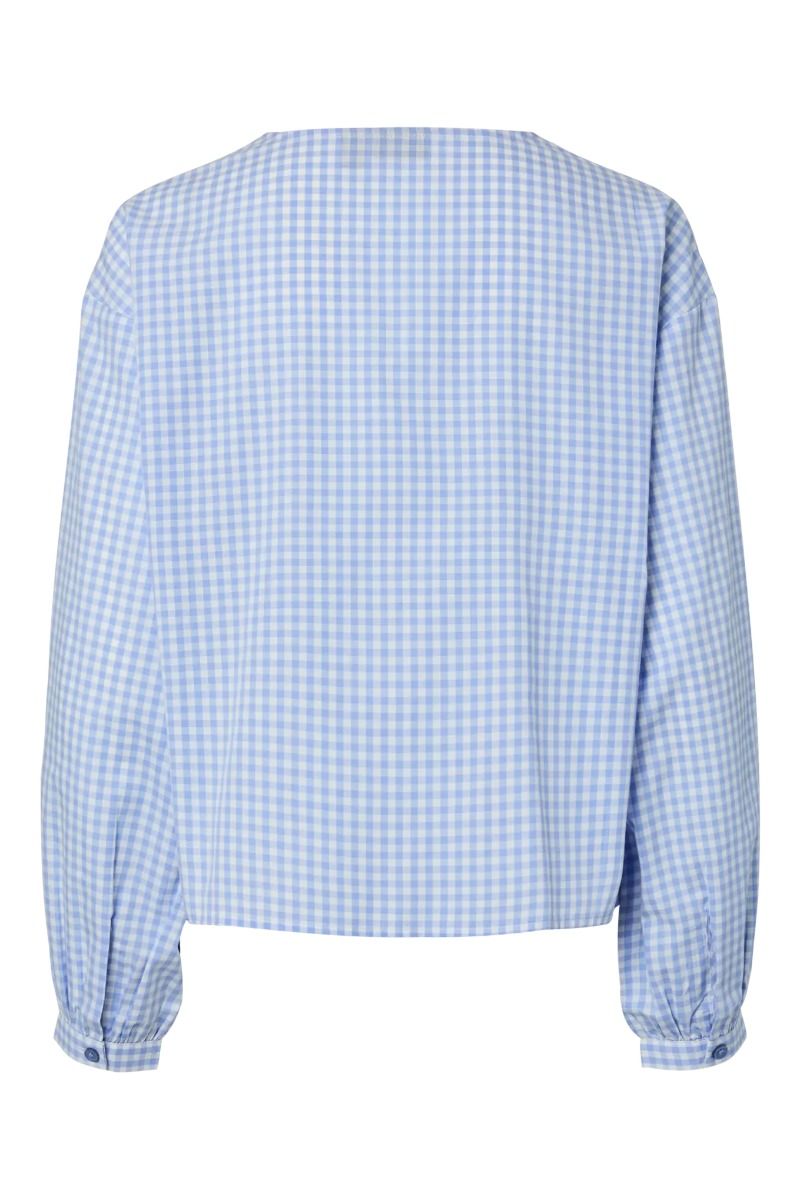 Pieces - Bluse - Bibby Ls Binding Top - Hydrangea Cloud Dancer (Levering midt maj)