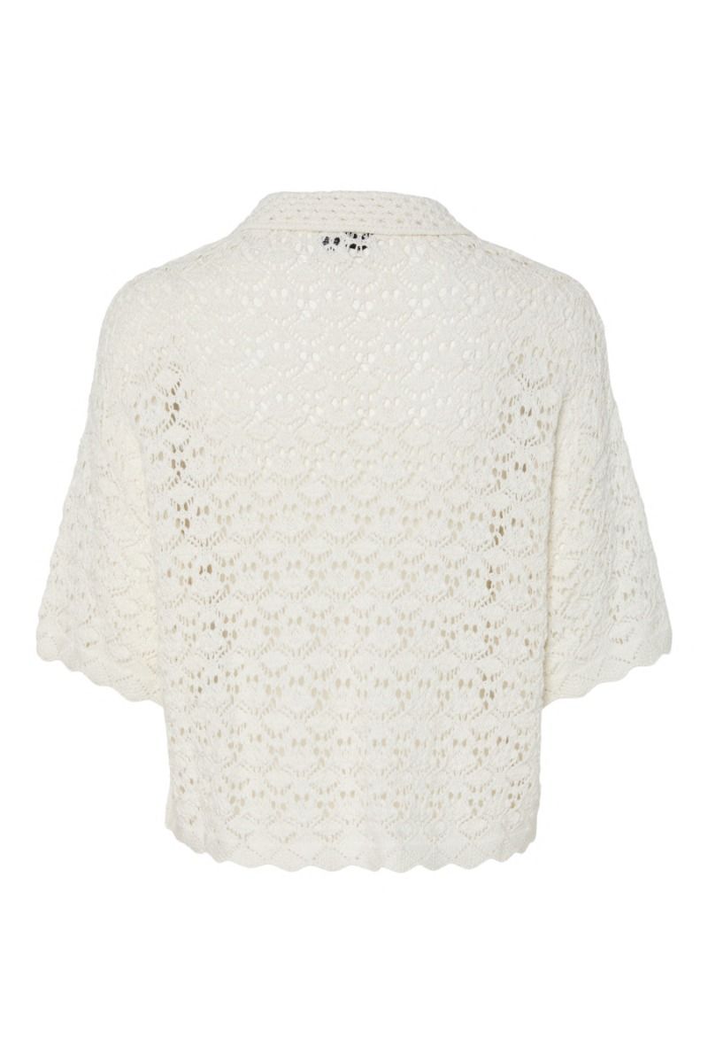 Pieces - Bluse - Falka Ss Knit Shirt - Cloud Dancer