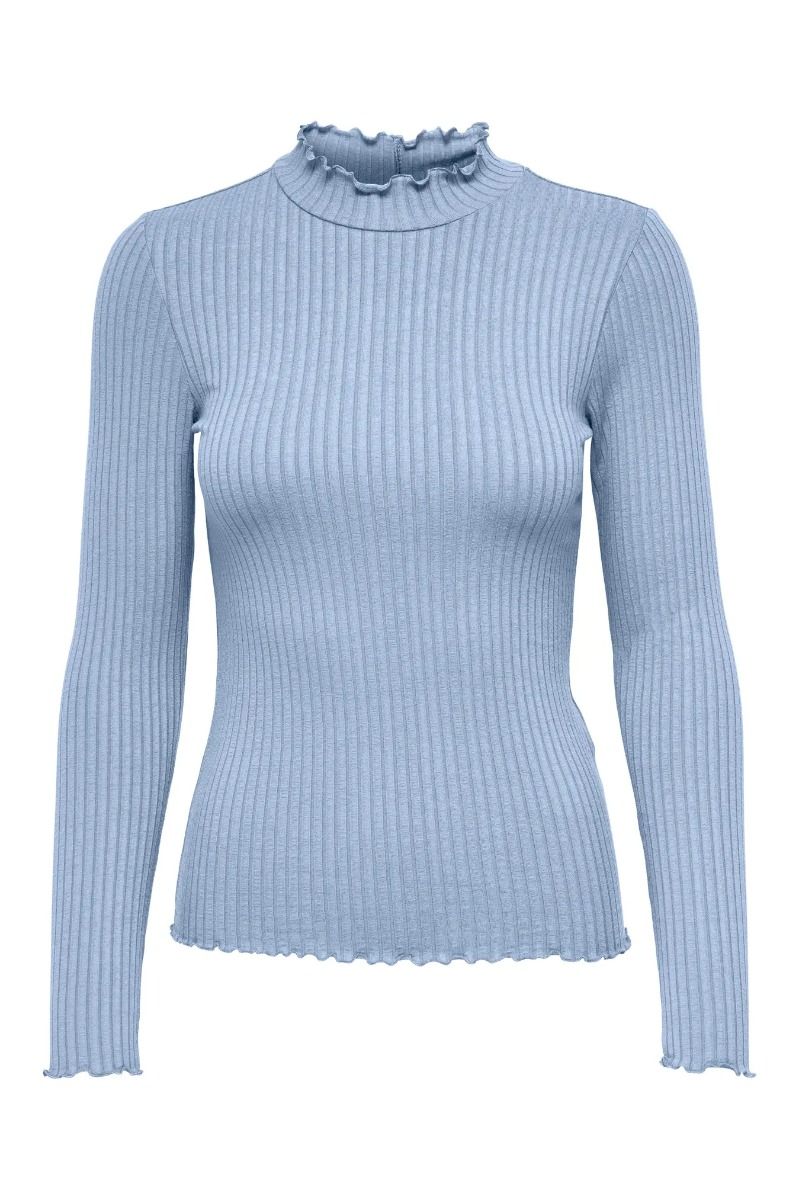 JDY - Bluse - Fransiska Life L/S Highneck Top - Kentucky Blue