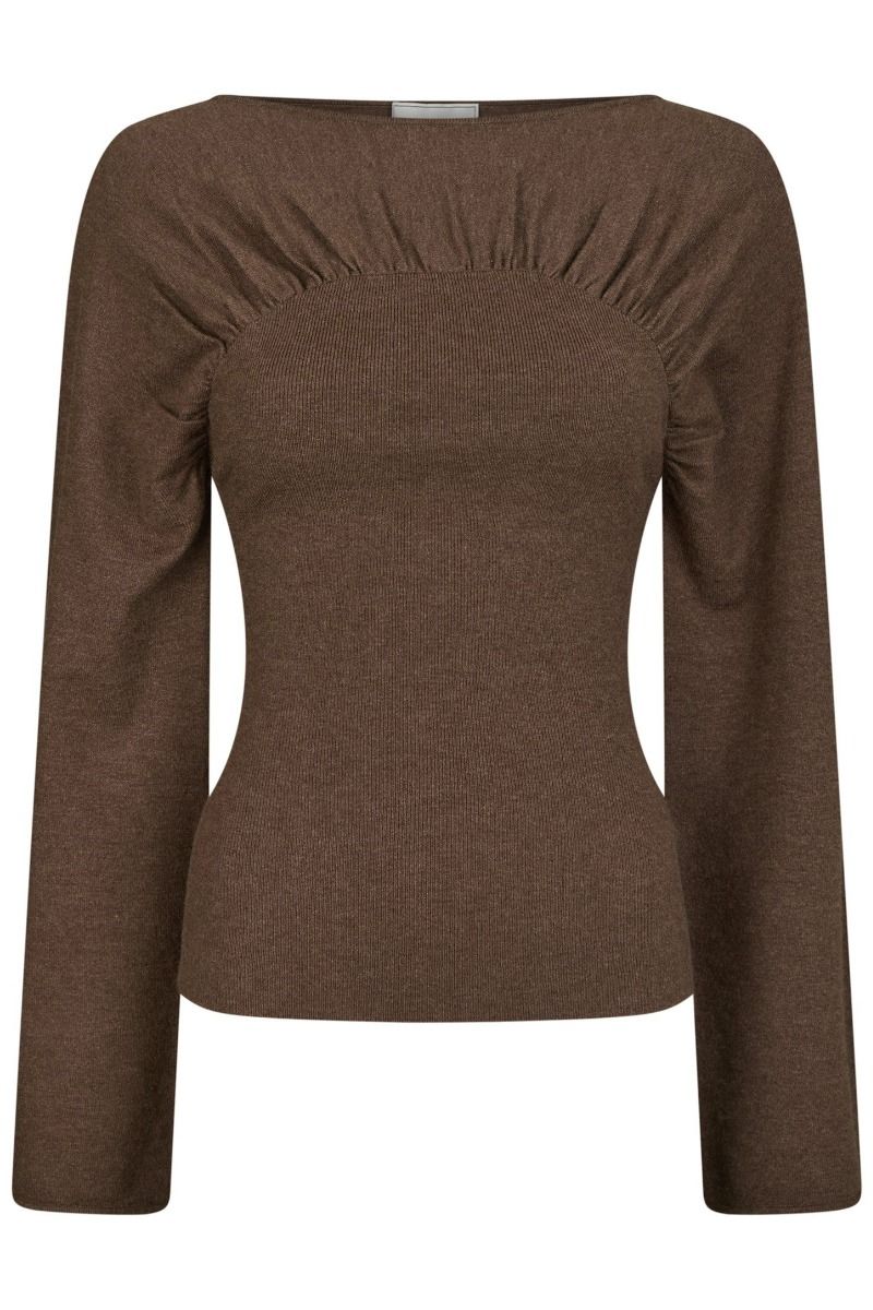 Neo Noir - Bluse - Kaiba Knit Blouse - Brown Melange