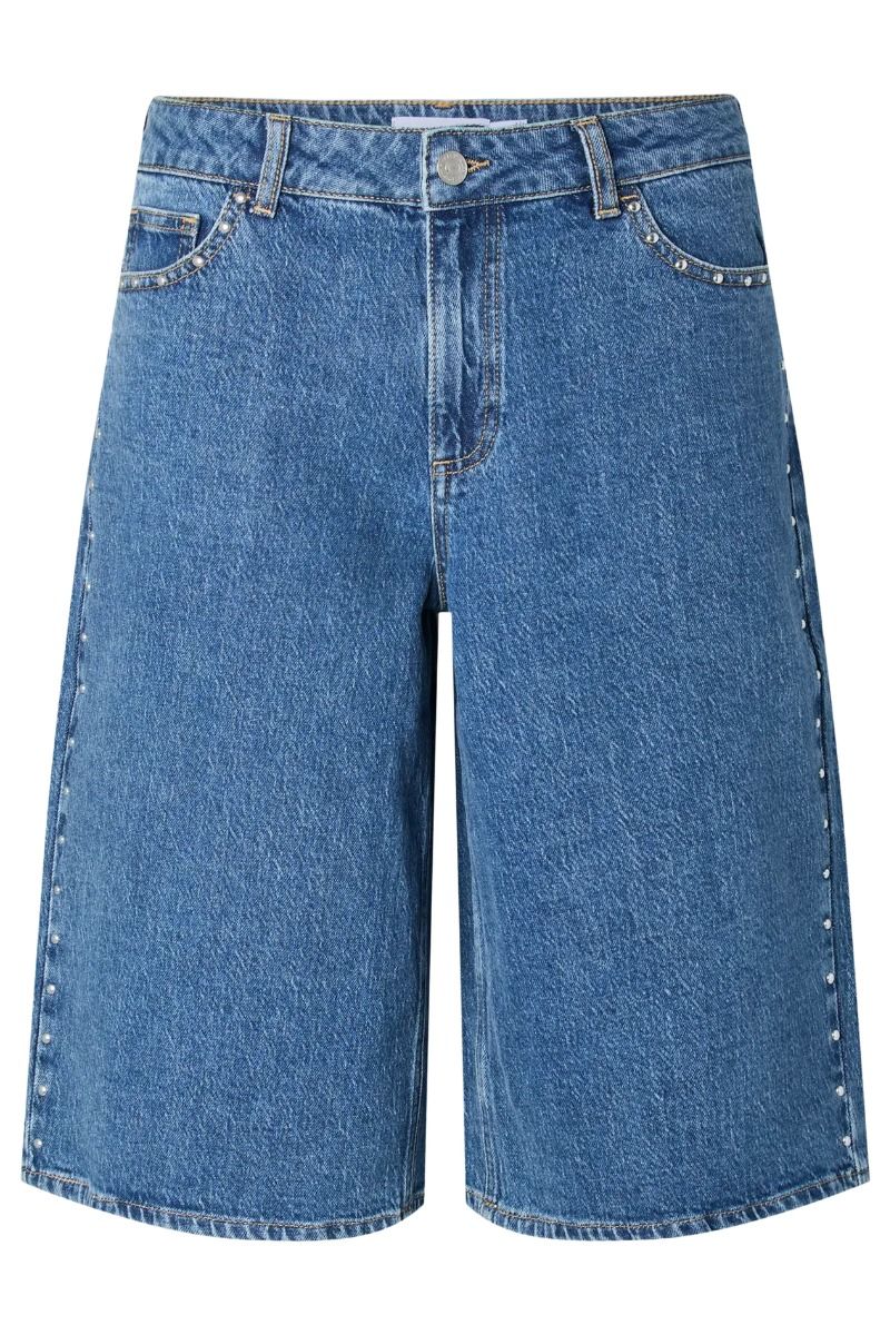 Pieces - Shorts - Karla MW Denim Jorts - Medium Blue Denim