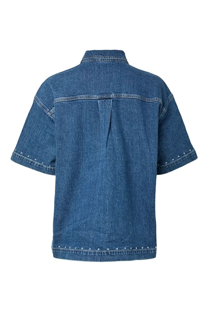 Pieces - Skjorte - Karla SS Denim Shirt - Medium Blue Denim