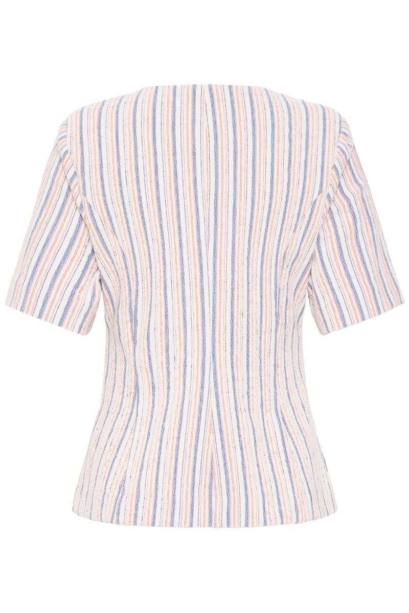 Ichi - Blazer - Kate Lineya Short BL - Birch W. Blue/Red Stripe (Levering midt april)