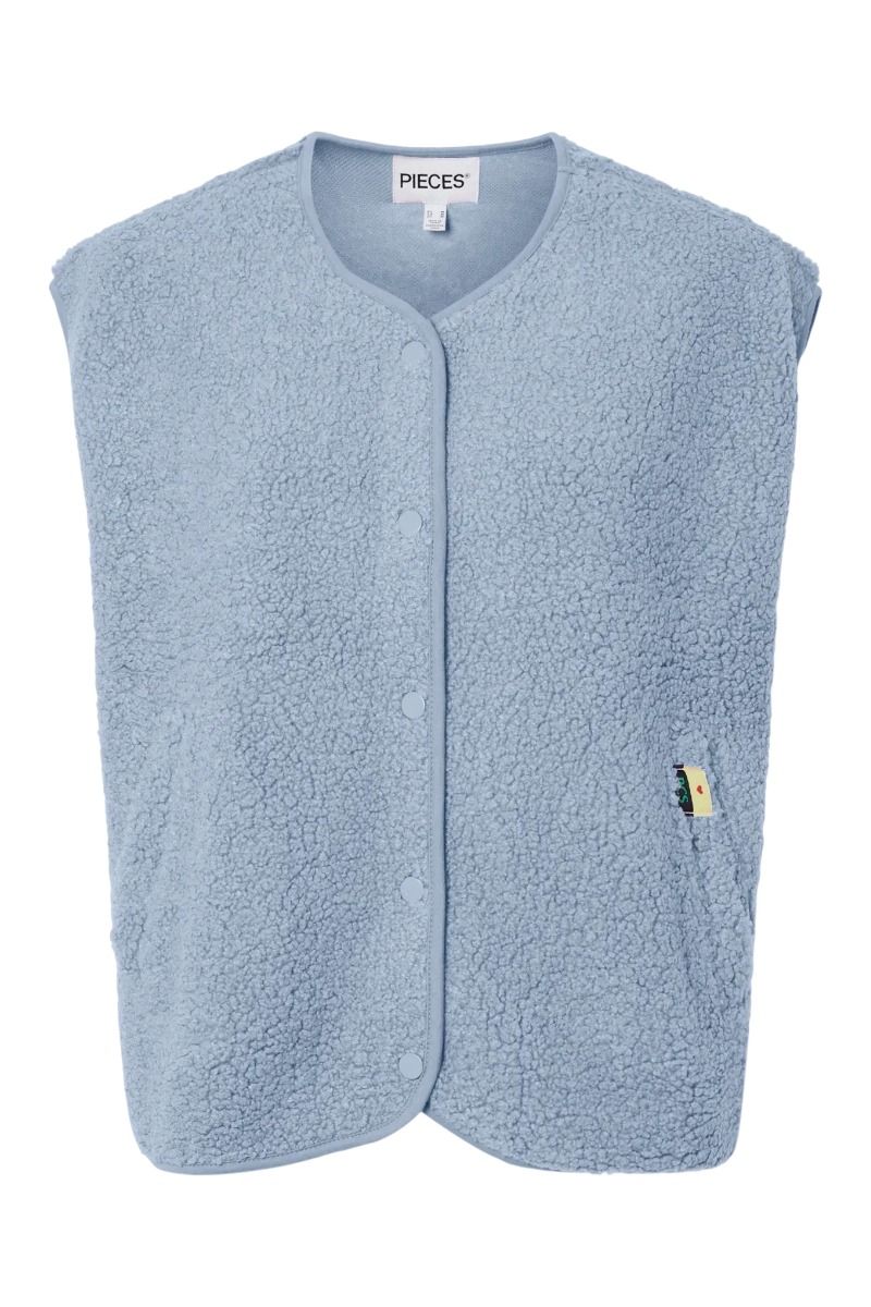 Pieces - Vest - PC Katty Teddy Vest - Cashmere Blue