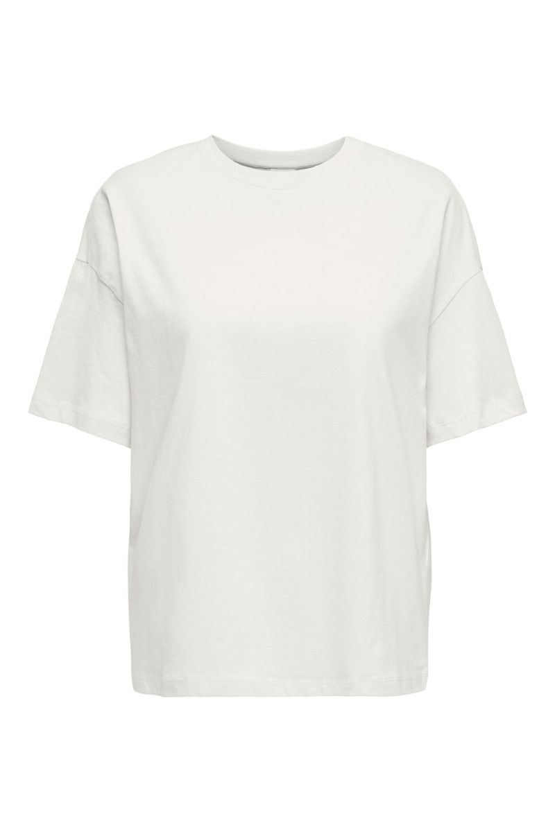 JDY - T-shirt - Carla S/S Oversize T-shirt - Cloud Dancer Cheery Print